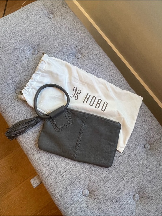 HOBO Handbags - HOBO Gray Leather Wristlet with Tassel Ring